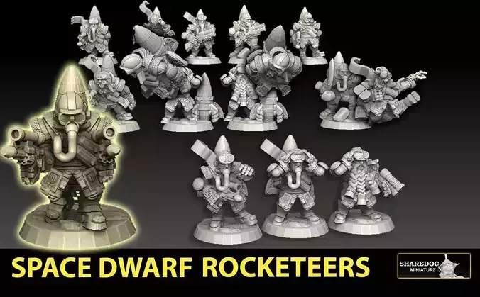 Space Dwarf Rocketeers 3D print model