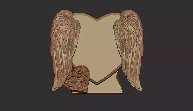 Heart and Angel Wings Tombstone