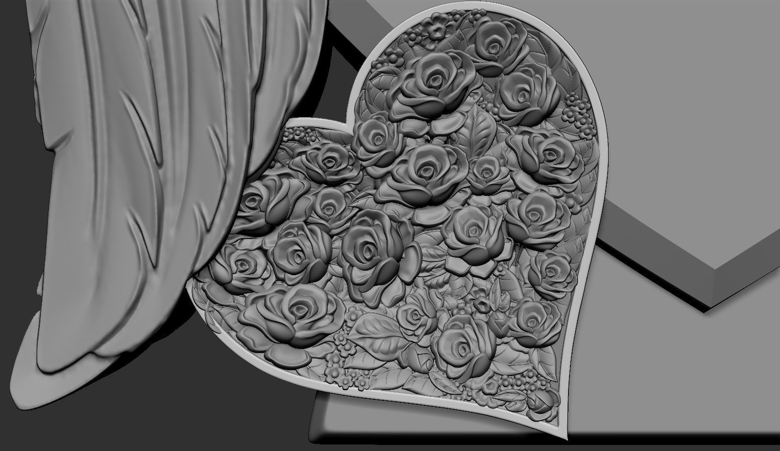 Heart and Angel Wings Tombstone 3D print model_9