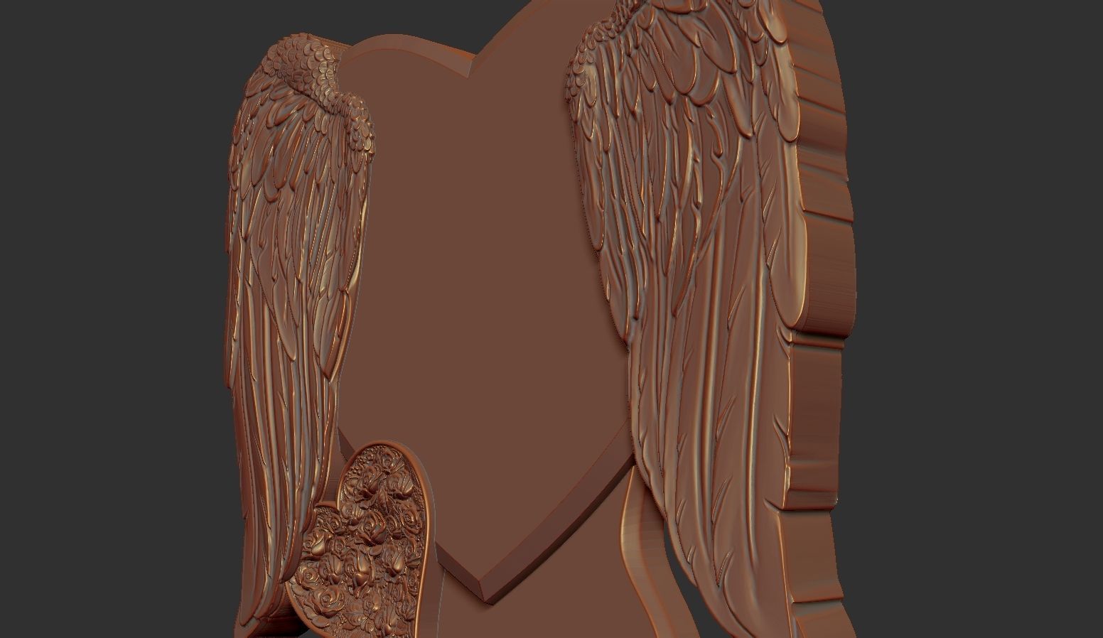 Heart and Angel Wings Tombstone 3D print model_4
