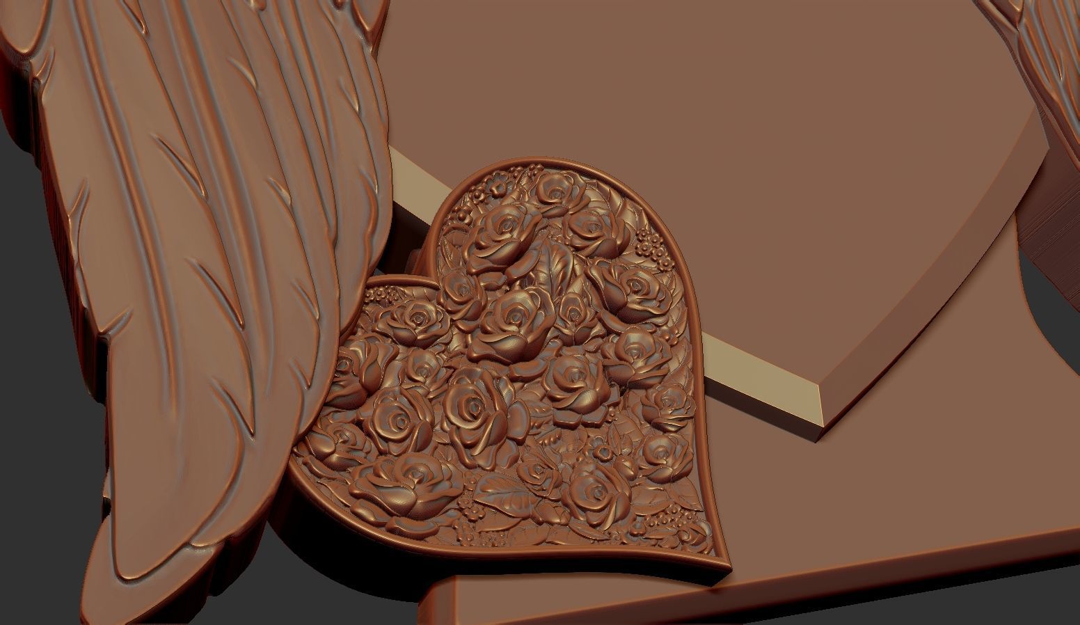 Heart and Angel Wings Tombstone 3D print model_3