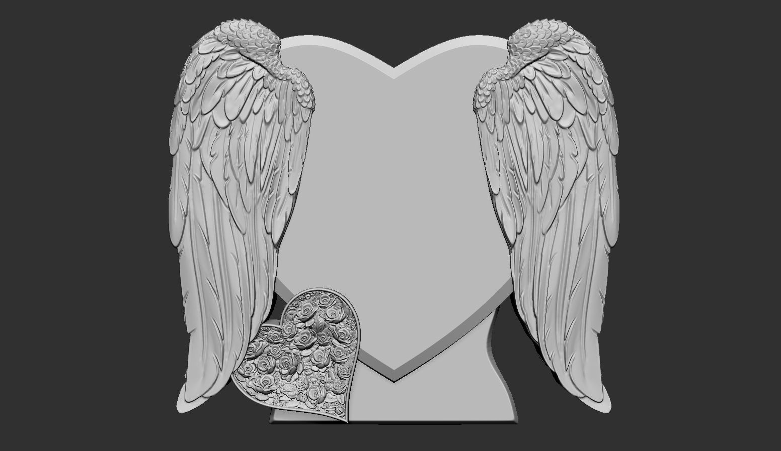 Heart and Angel Wings Tombstone 3D print model_6