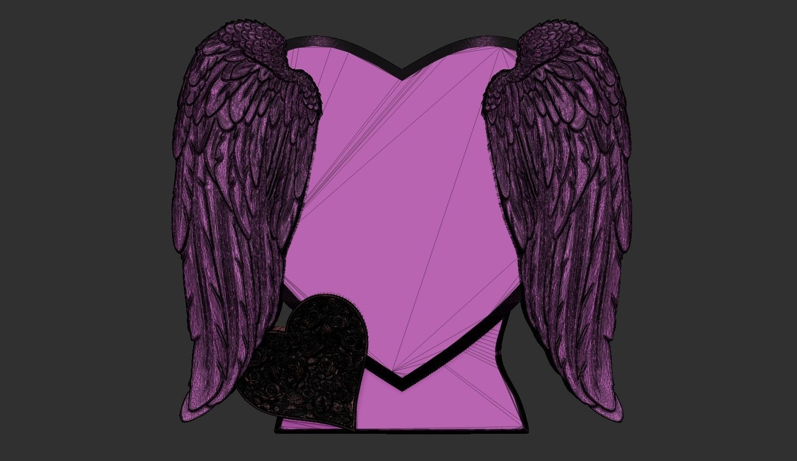 Heart and Angel Wings Tombstone 3D print model_7