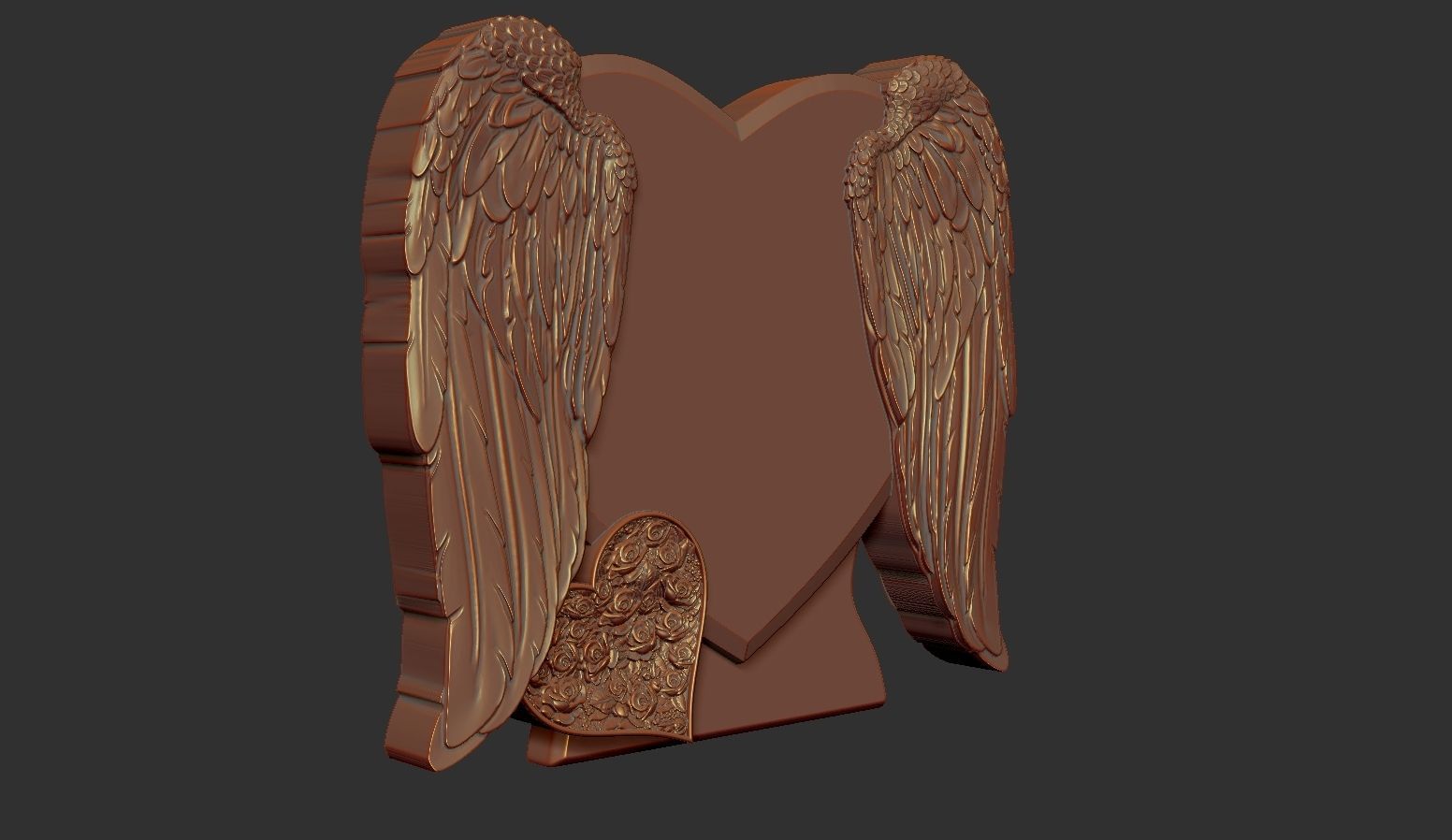 Heart and Angel Wings Tombstone 3D print model_1