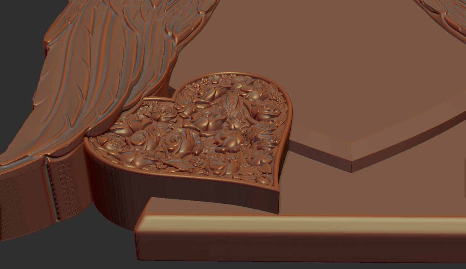 Heart and Angel Wings Tombstone 3D print model_2