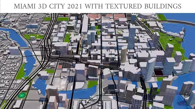 Miami City of Florida Low-poly 3D model
