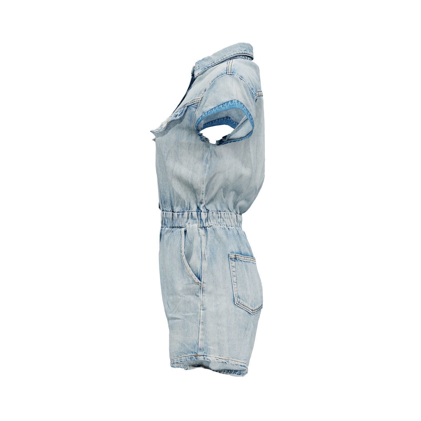 Elastic Belt Jeans Romper 3D model_4