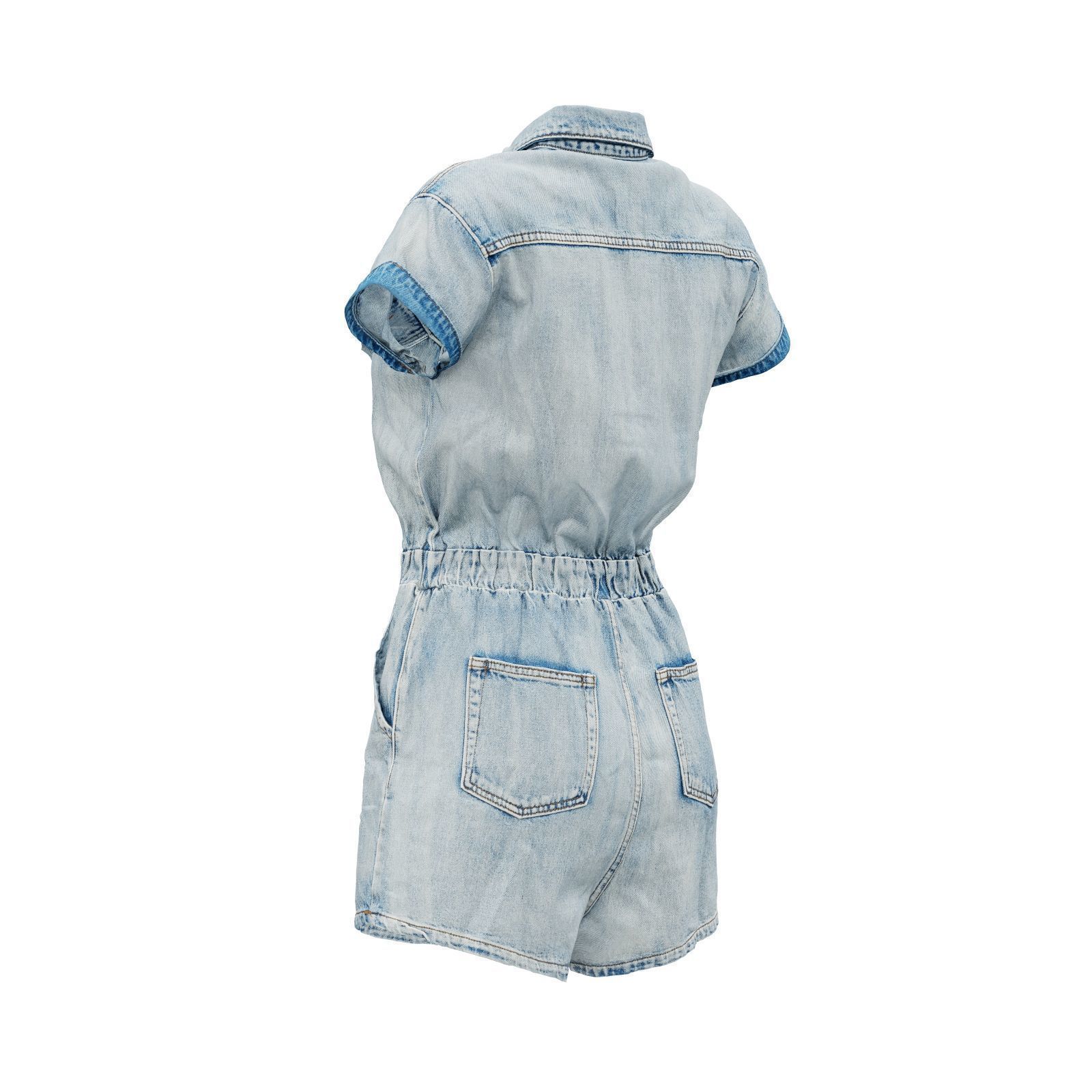 Elastic Belt Jeans Romper 3D model_3