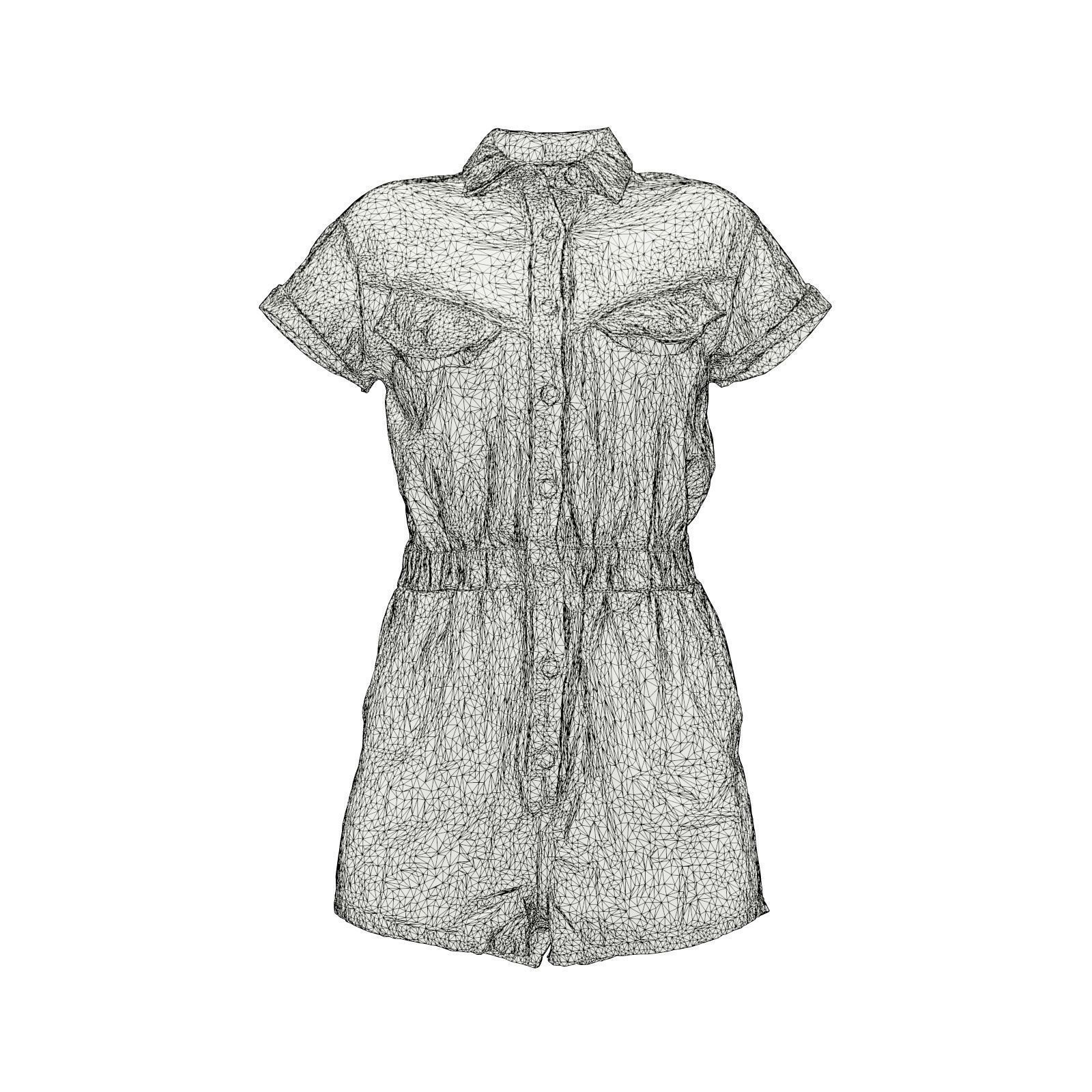 Elastic Belt Jeans Romper 3D model_6