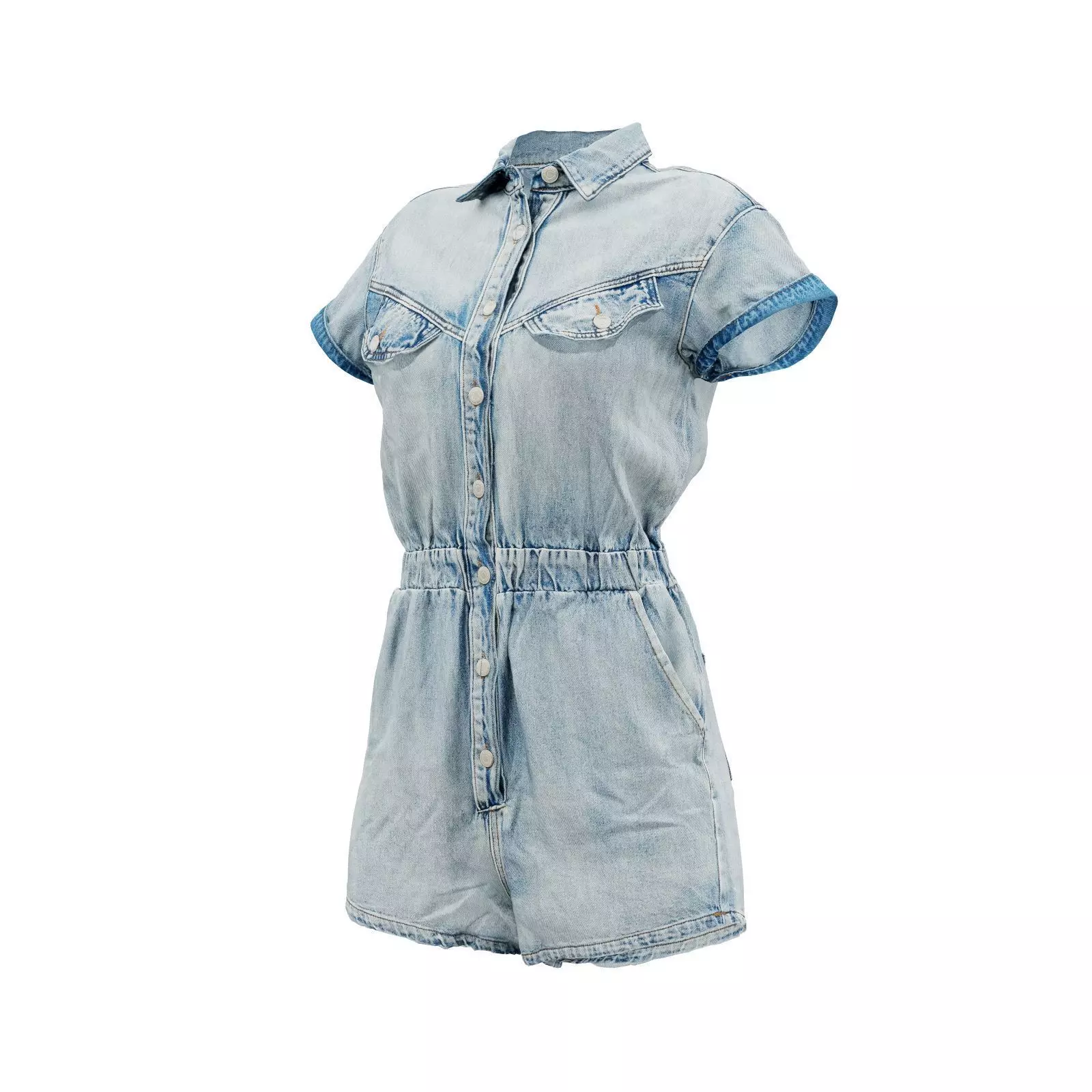 Elastic Belt Jeans Romper 3D model_0