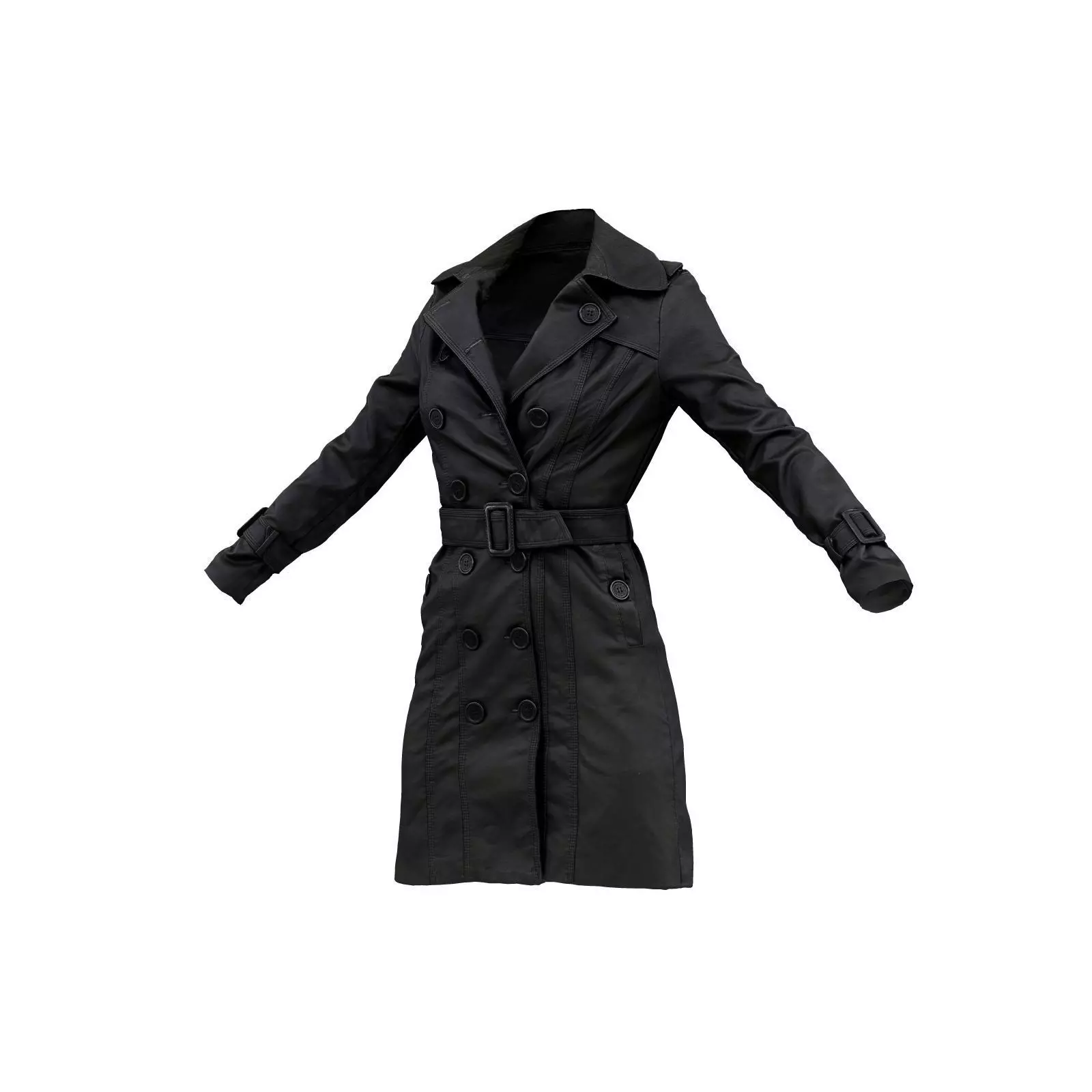 Double Breasted Leather Coat 3D model