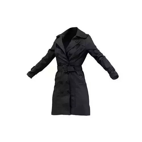 Double Breasted Leather Coat 3D model