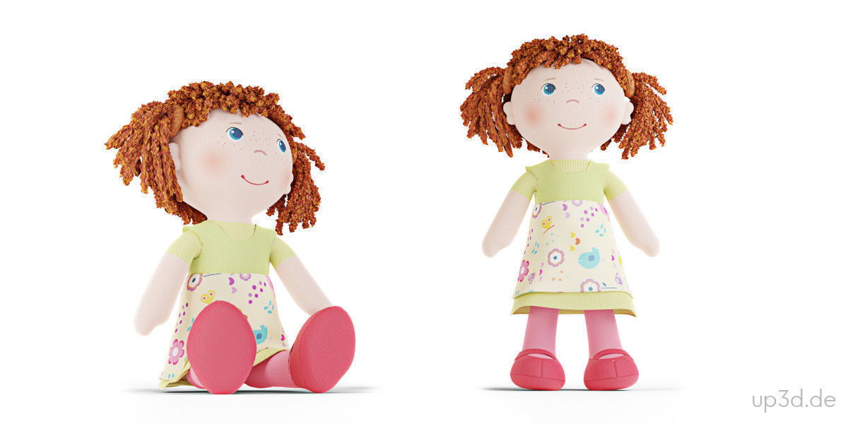 Wood Toys Dolls And Stroller 3D model_6