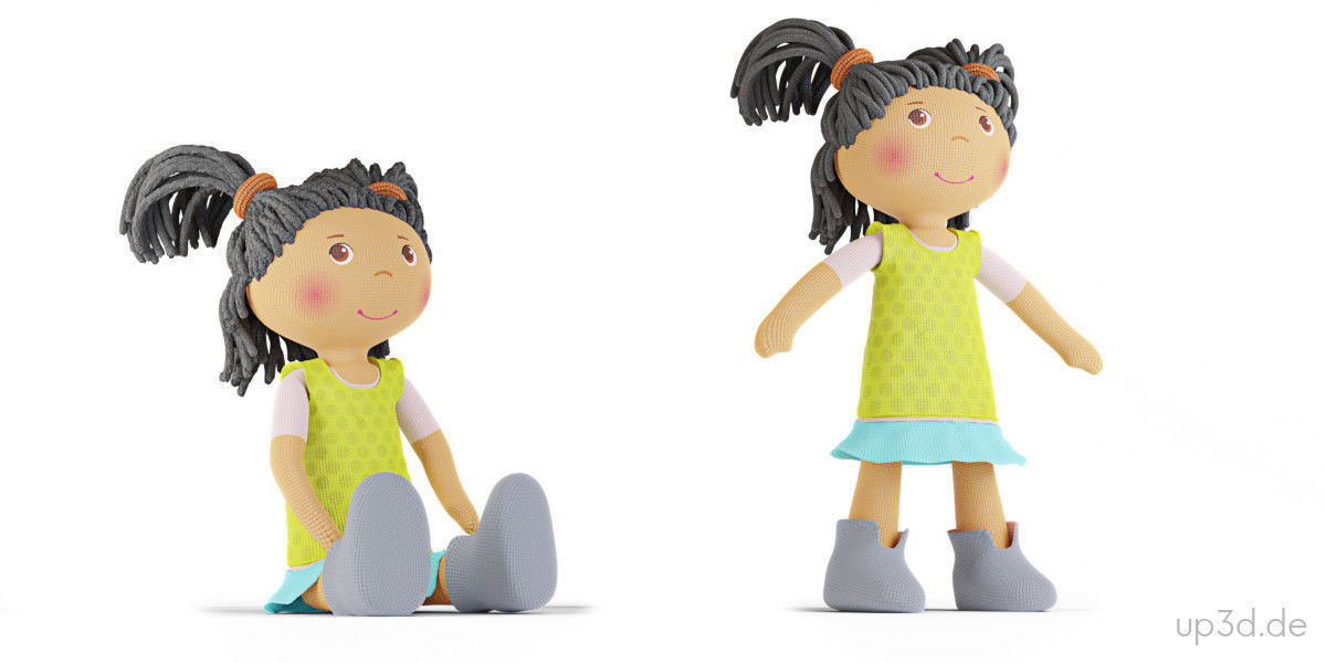 Wood Toys Dolls And Stroller 3D model_8