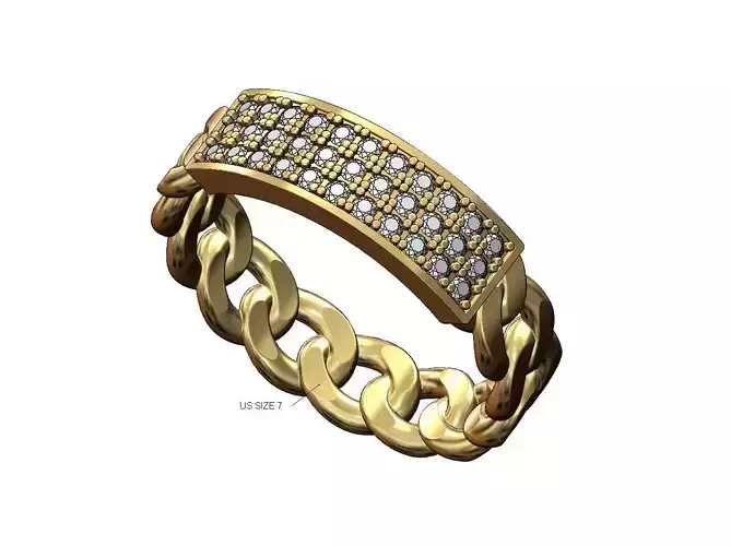 Diamond tag cuban link ring