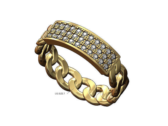 Diamond tag cuban link ring 3D print model