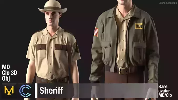 Sheriff  Marvelous Designer  Clo 3D project obj 3D model