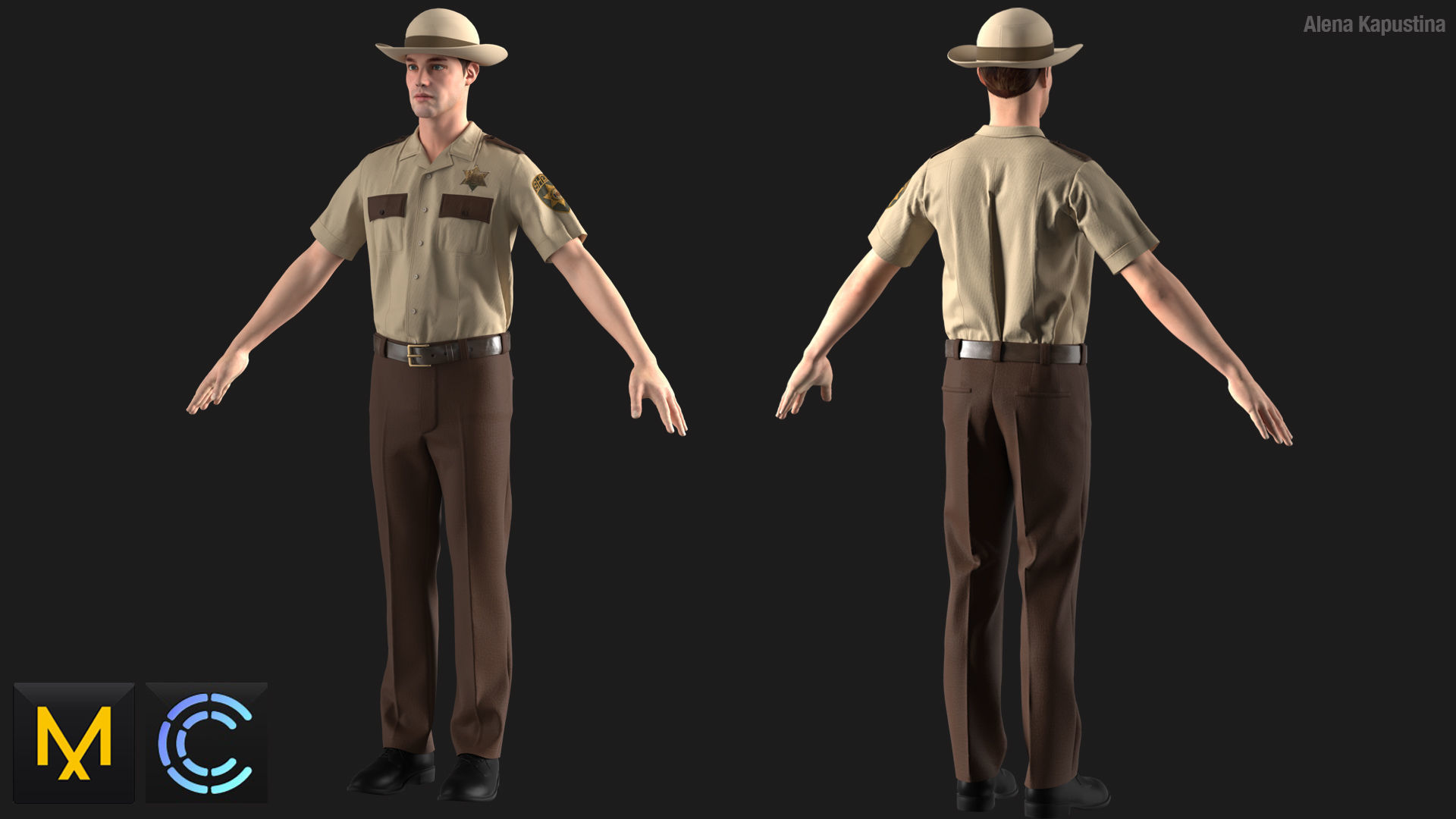 Sheriff  Marvelous Designer  Clo 3D project obj 3D model_2