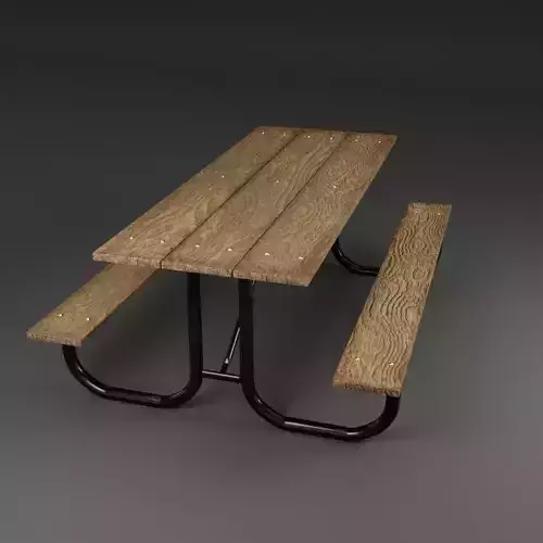 Picnic Table 3D Model Old weathered and new light colored wood