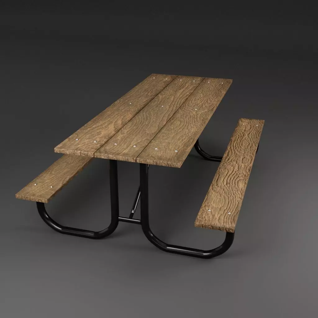 Picnic Table 3D Model Old weathered and new light colored wood 3D model_0