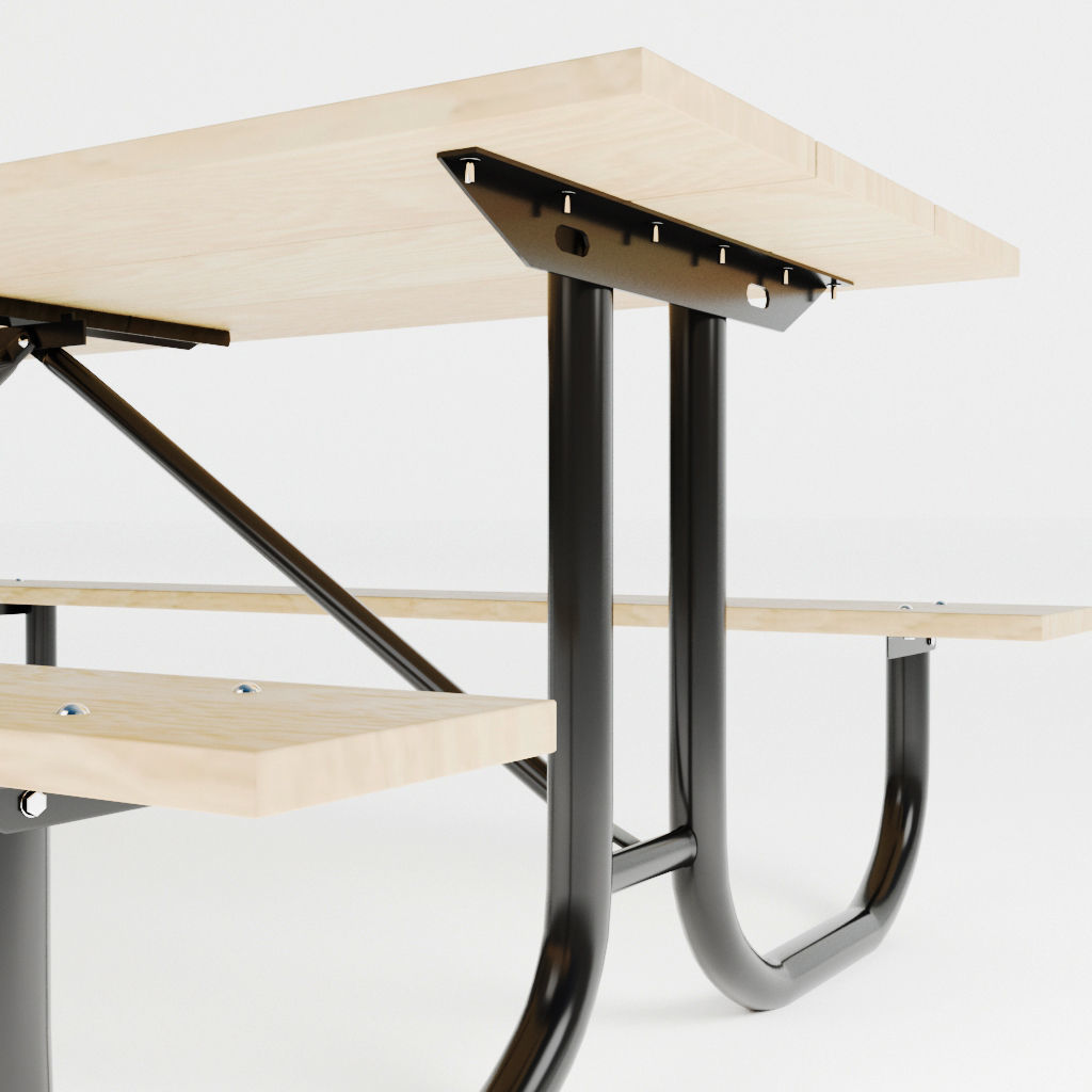 Picnic Table 3D Model Old weathered and new light colored wood 3D model_7