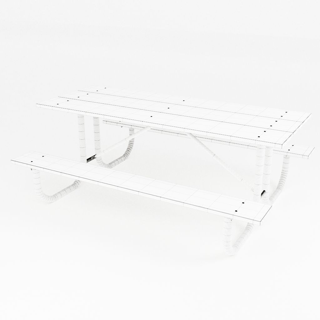 Picnic Table 3D Model Old weathered and new light colored wood 3D model_10