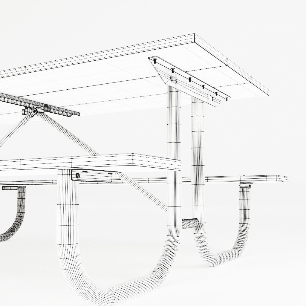 Picnic Table 3D Model Old weathered and new light colored wood 3D model_11