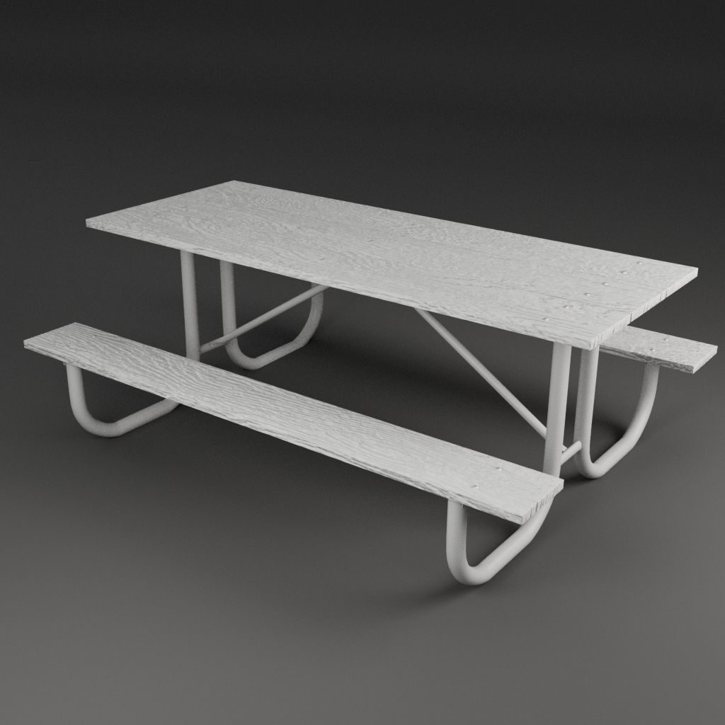 Picnic Table 3D Model Old weathered and new light colored wood 3D model_9
