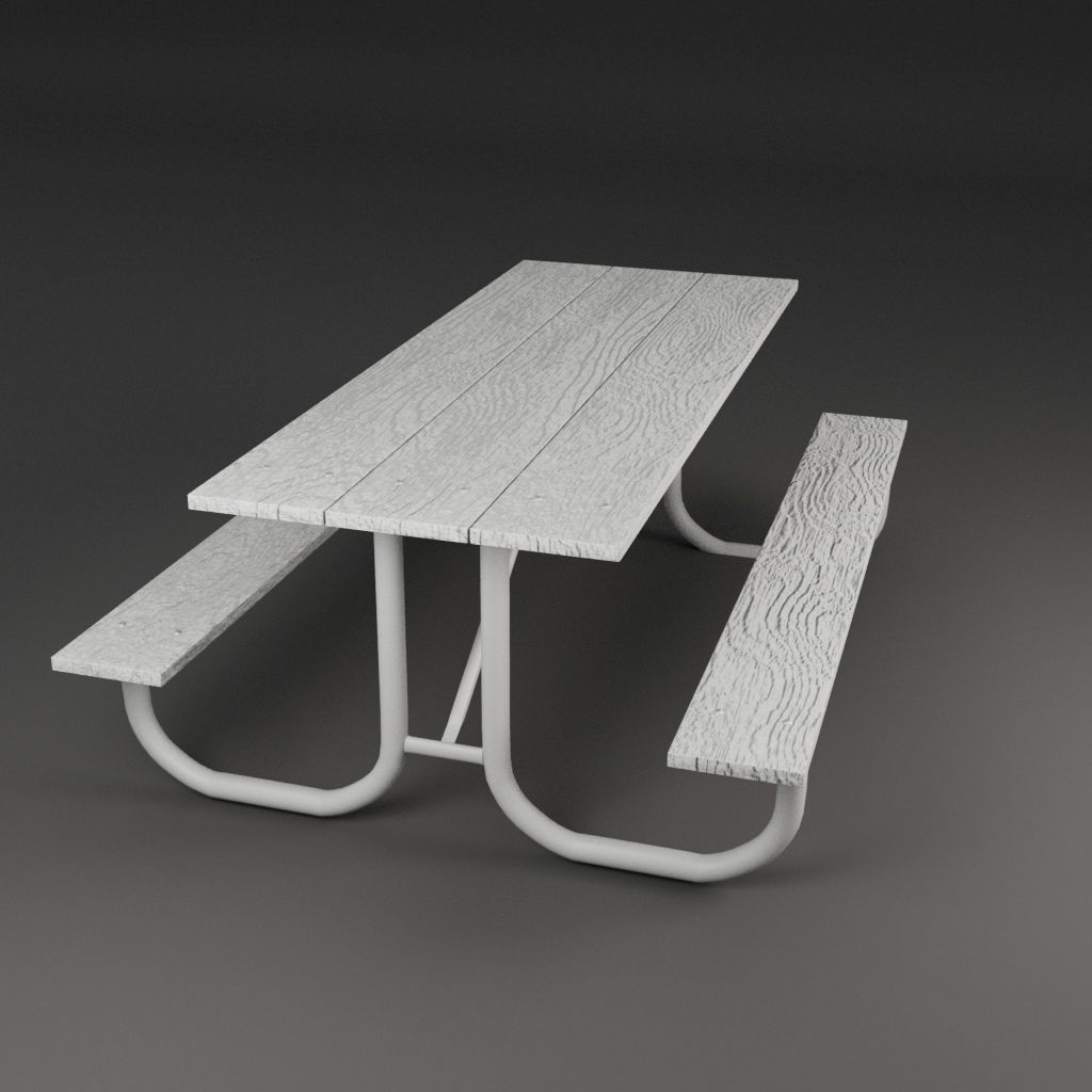 Picnic Table 3D Model Old weathered and new light colored wood 3D model_8