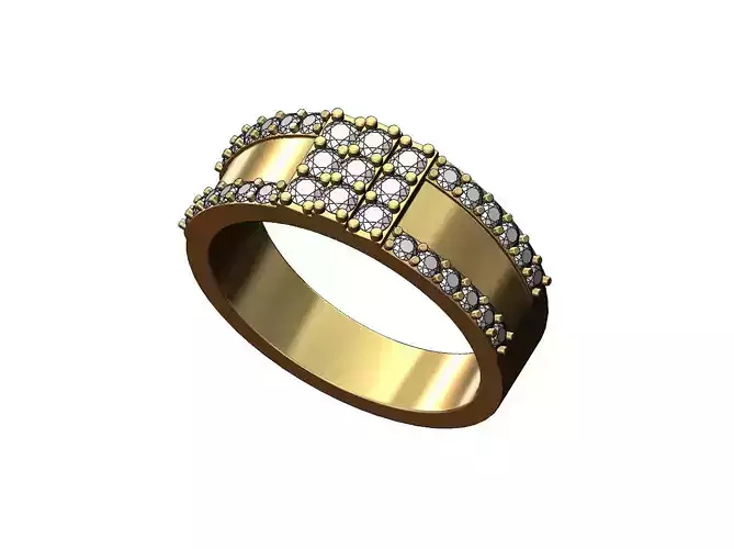 Stepped diamond square gents ring US size 6to13