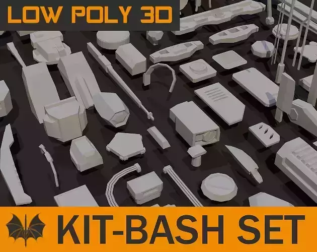 130 Meshes Low Poly Kit-Bash Set