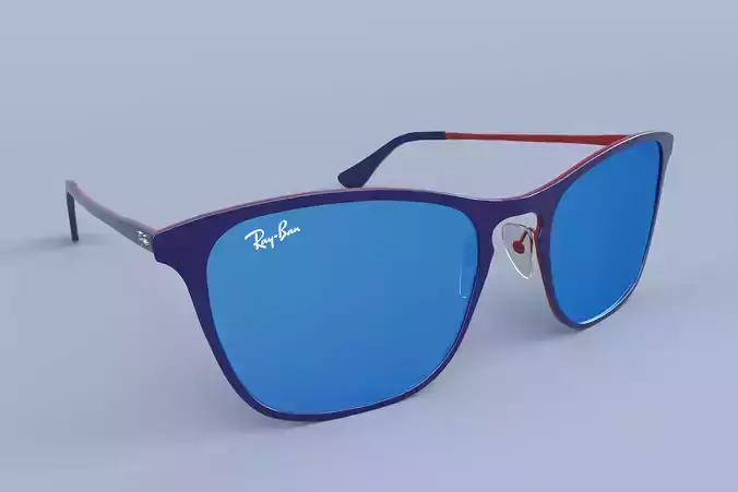 Ray Ban Sunglasses Junior RJ9539S Blue and Red Blue Mirror 3D model