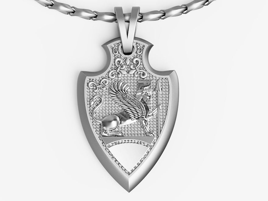 Finged Lion Pendant Silver Gold  Print 3D print model_1