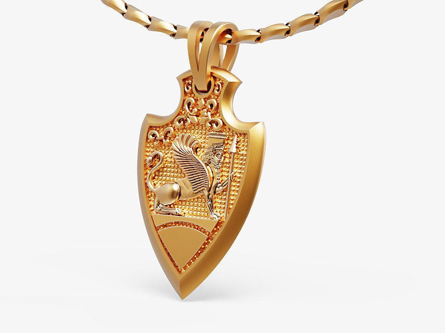 Finged Lion Pendant Silver Gold  Print 3D print model_4