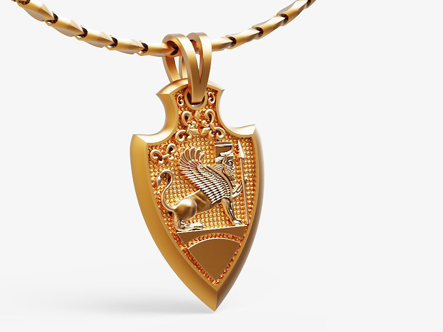 Finged Lion Pendant Silver Gold  Print 3D print model_2