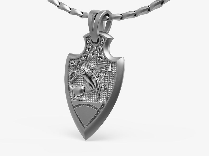Finged Lion Pendant Silver Gold  Print 3D print model_5