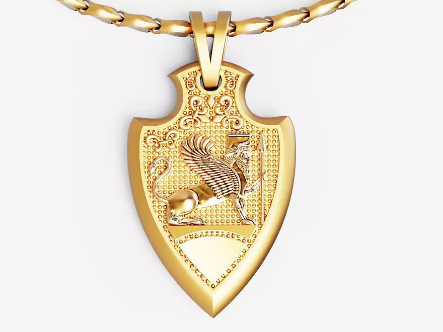 Finged Lion Pendant Silver Gold  Print 3D print model_0