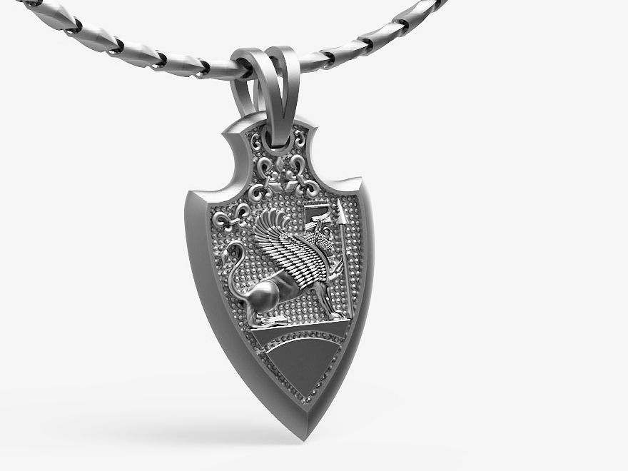 Finged Lion Pendant Silver Gold  Print 3D print model_3