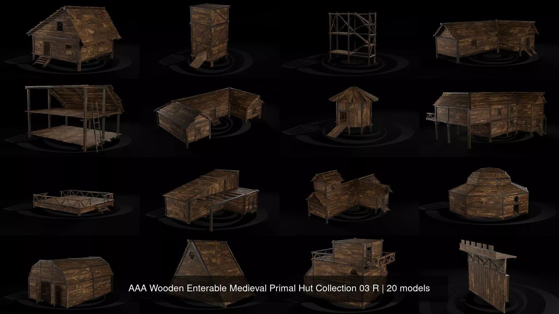 AAA Wooden Enterable Medieval Primal Hut Collection 03 R _1