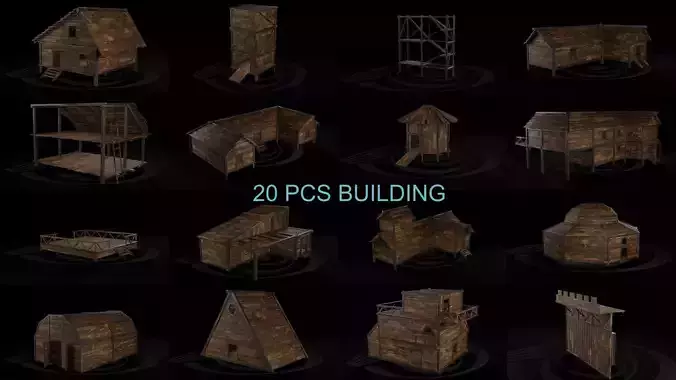 AAA Wooden Enterable Medieval Primal Hut Collection 03 R 