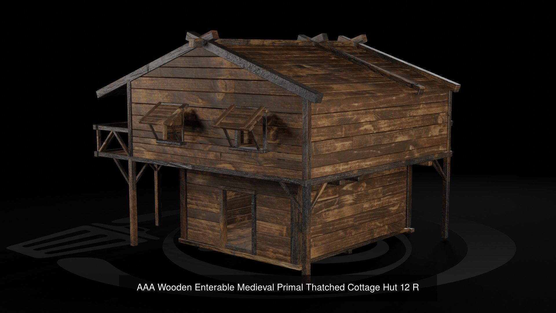 AAA Wooden Enterable Medieval Primal Hut Collection 03 R _28