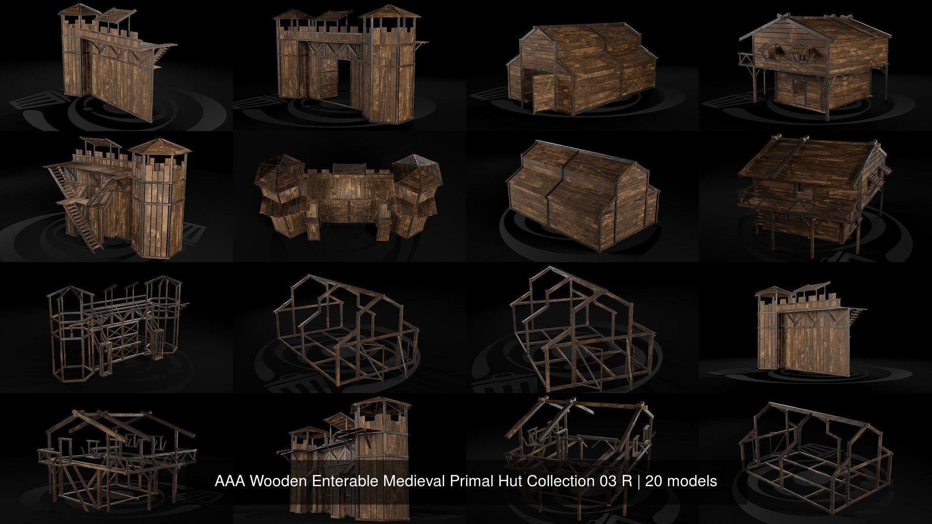 AAA Wooden Enterable Medieval Primal Hut Collection 03 R _8