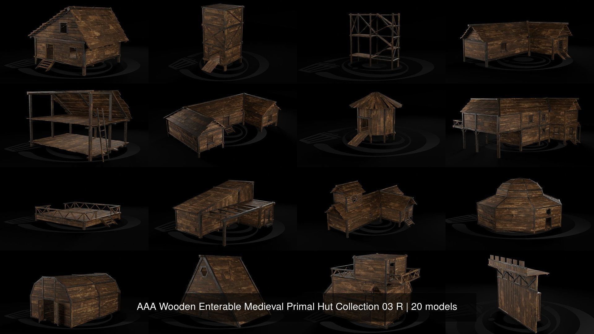 AAA Wooden Enterable Medieval Primal Hut Collection 03 R _2
