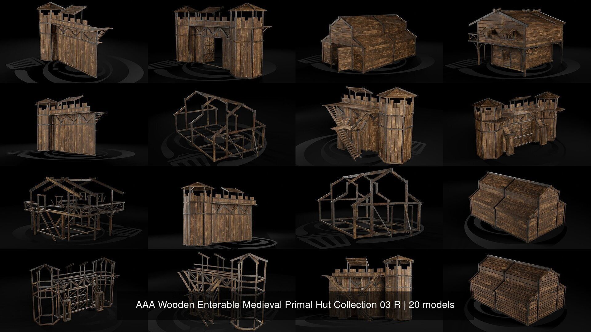 AAA Wooden Enterable Medieval Primal Hut Collection 03 R _3