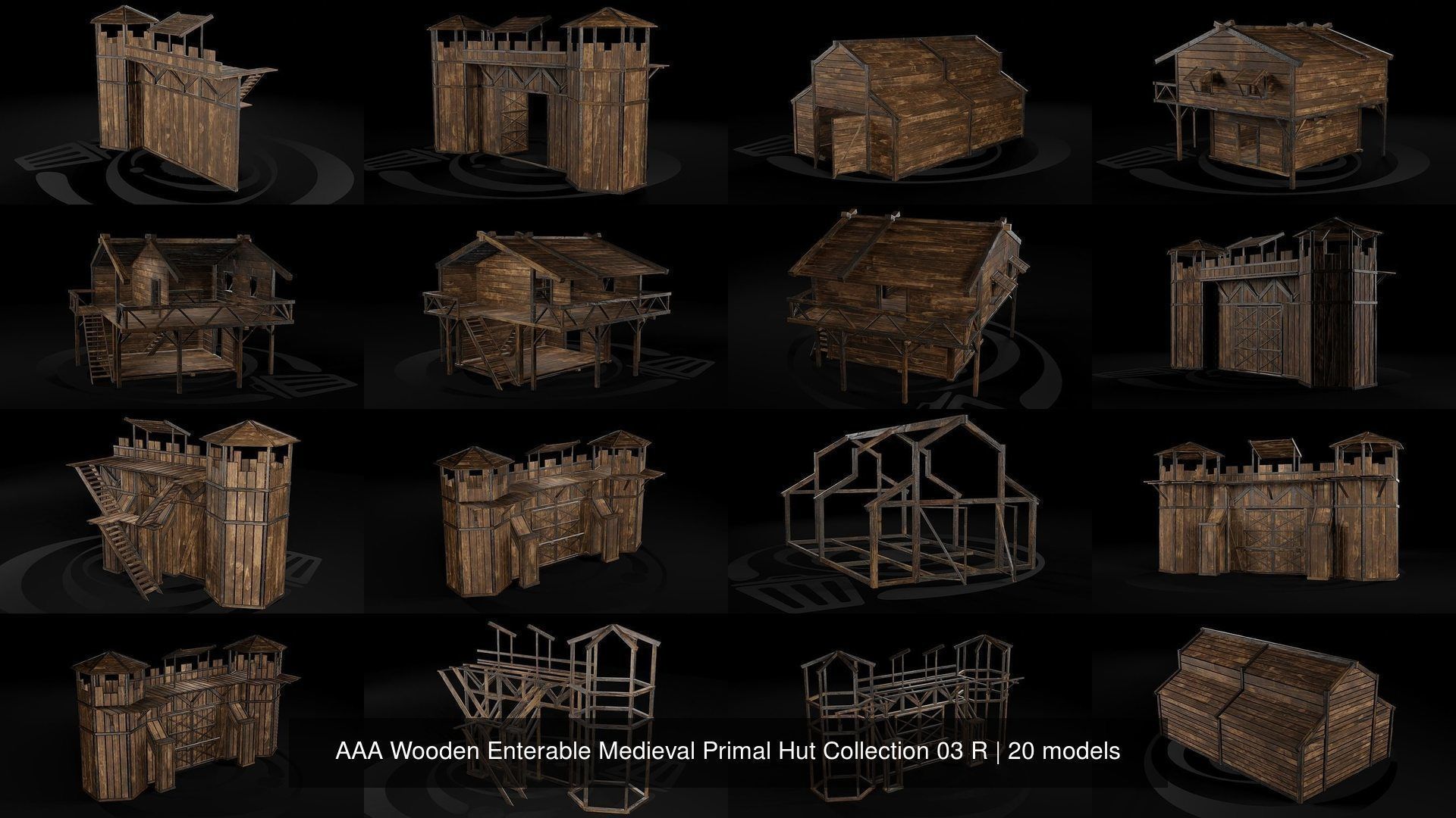 AAA Wooden Enterable Medieval Primal Hut Collection 03 R _7