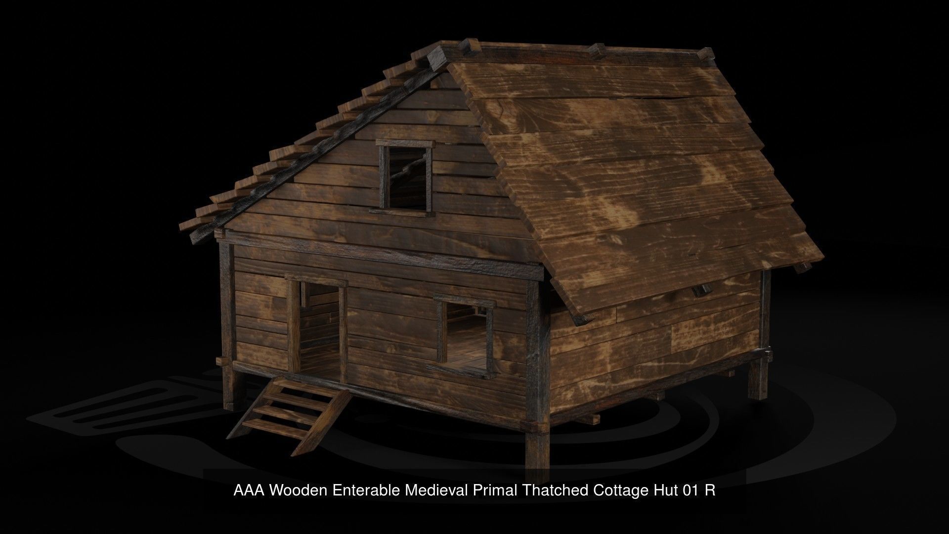 AAA Wooden Enterable Medieval Primal Hut Collection 03 R _9