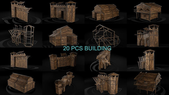 AAA Wooden Enterable Medieval Primal Hut Collection 03 R 3D Model Pack 5
