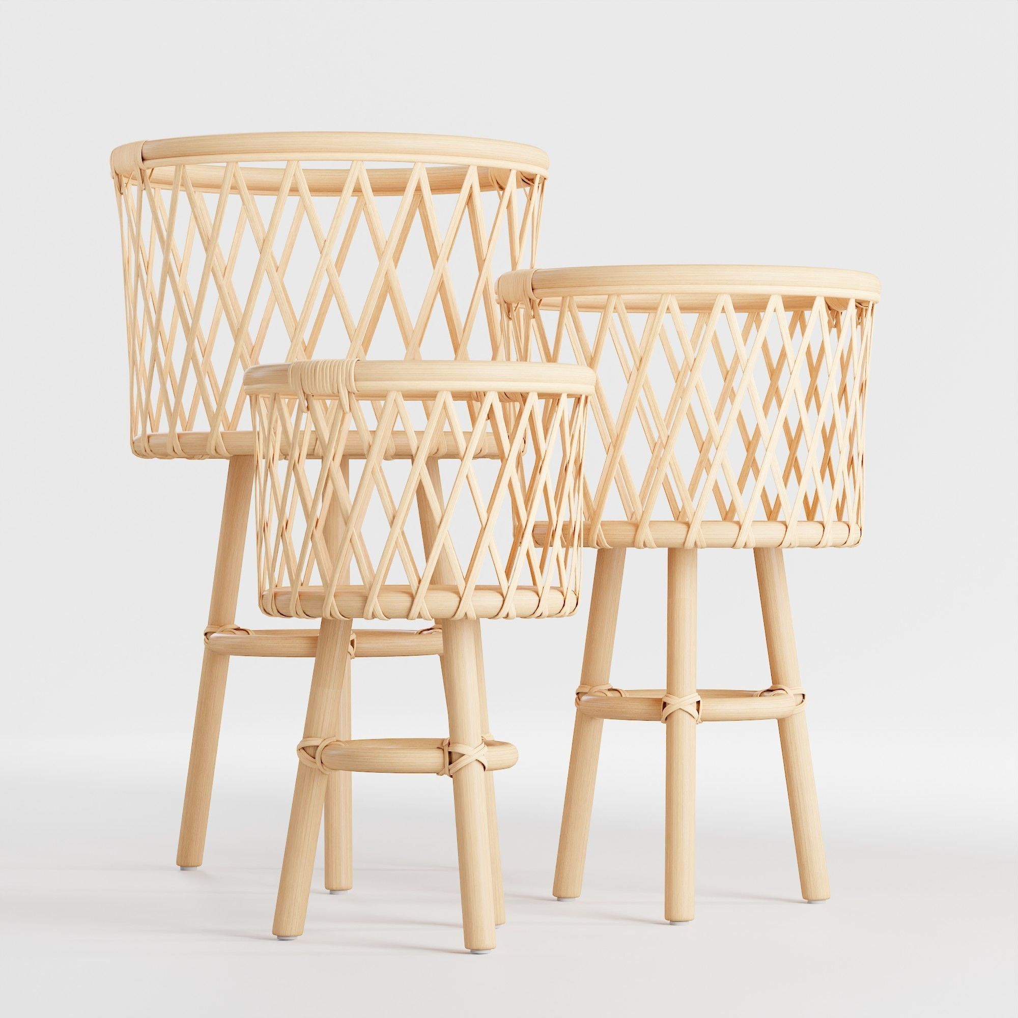 Rattan Standing Planter 3D model CGTrader