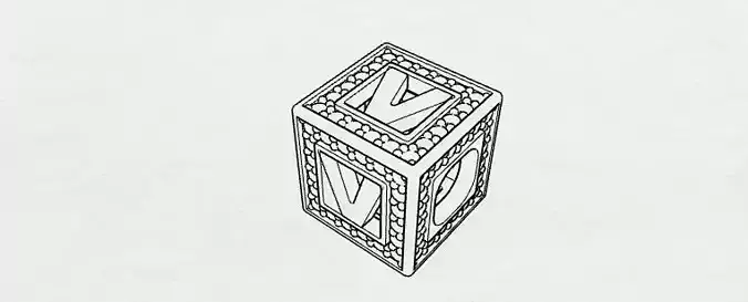 Baby Block Charm - V