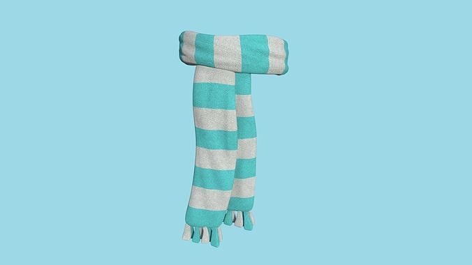 White Blue Scarf - Character Design - Clothing Costume Low-poly 3D model
